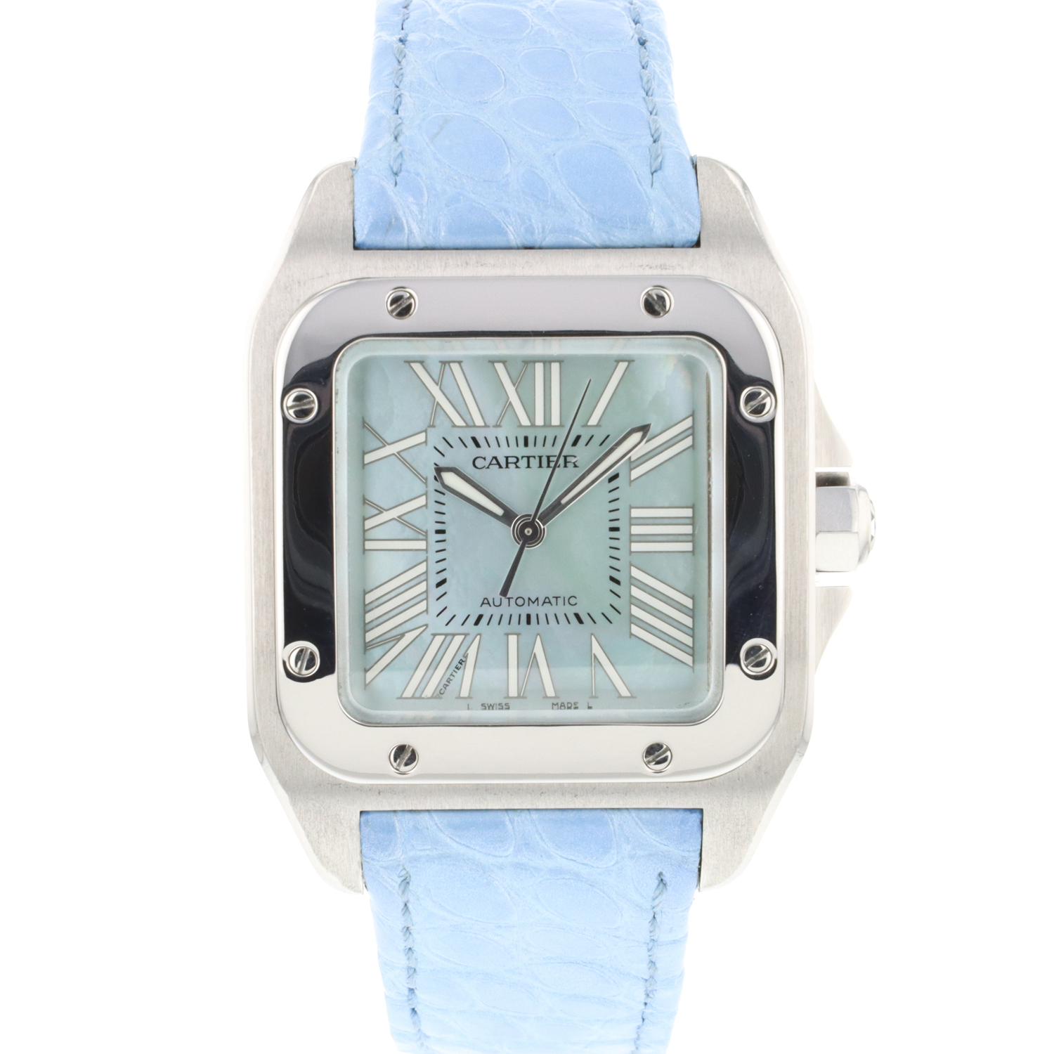 Santos 100 MM Blue MoP Dial Cartier Sold watches Juwelier Burger