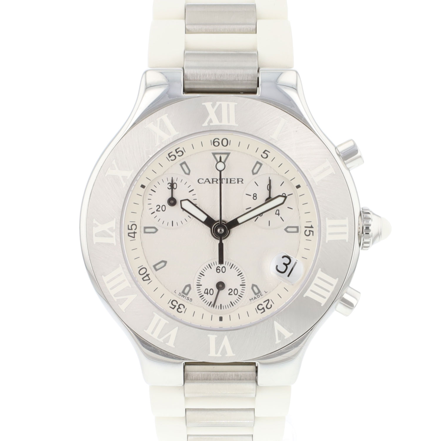 Chronoscaph 21 Steel White Dial Cartier Sold watches