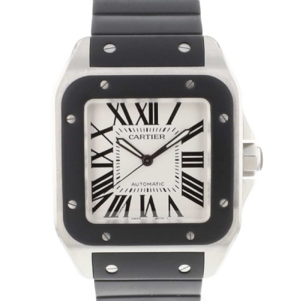 Santos 100 XL Steel Rubber Cartier Exclusieve horloges Juwelier Burger