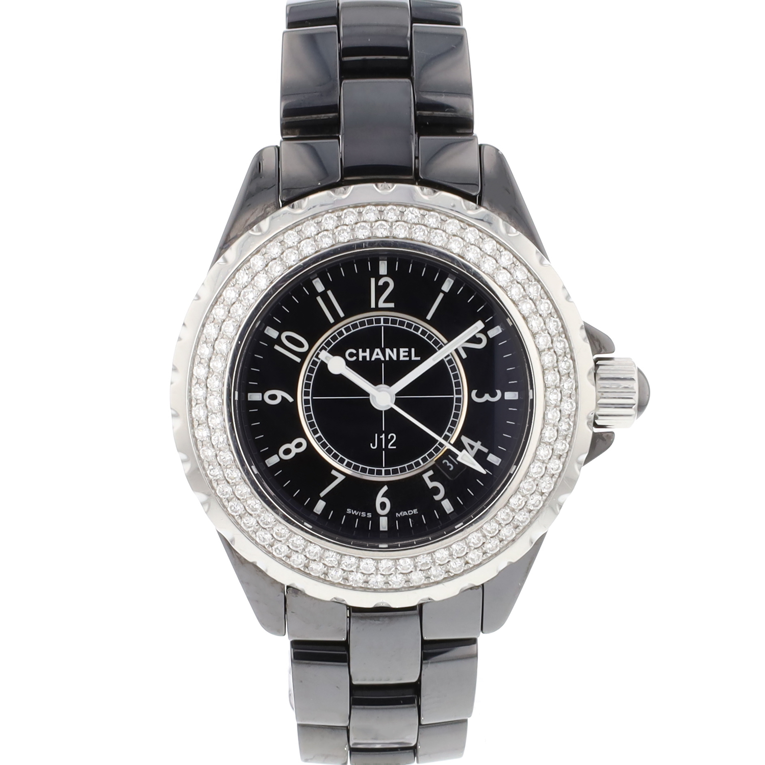 J12 Black Ceramic 34MM Factory Diamonds - Chanel - Sold watches ...