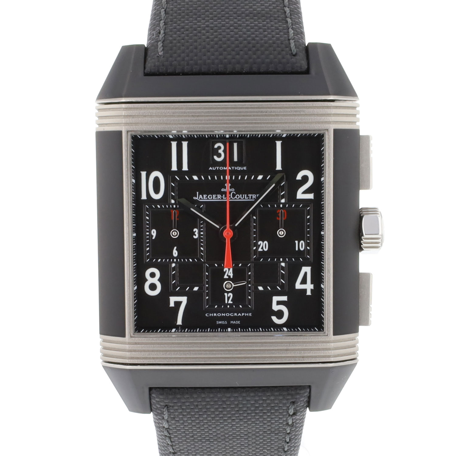 Reverso Squadra Chronograph GMT Black Coated NEW Jaeger