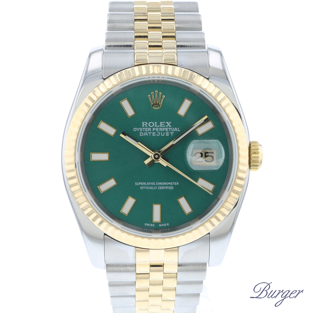 Rolex datejust gold hot sale green dial