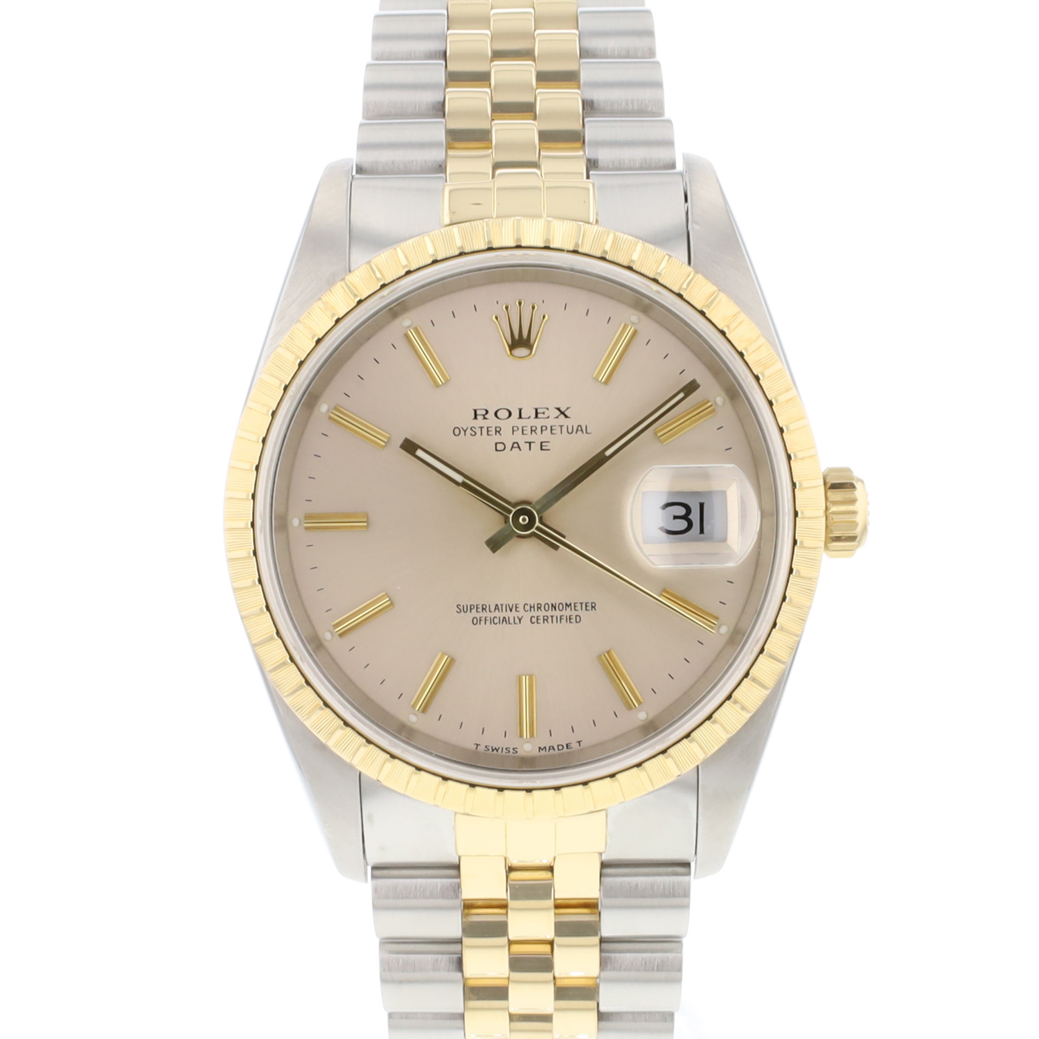 Date 34MM Steel Gold Jubilee Silver Dial - Rolex - Sold watches ...