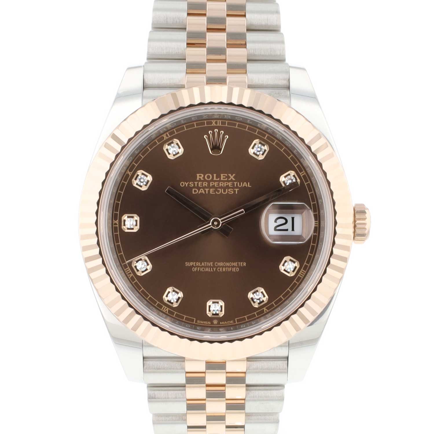 Datejust 41 Steel / Everose Gold Jubilee/Fluted Chocolate Diamond Dial ...